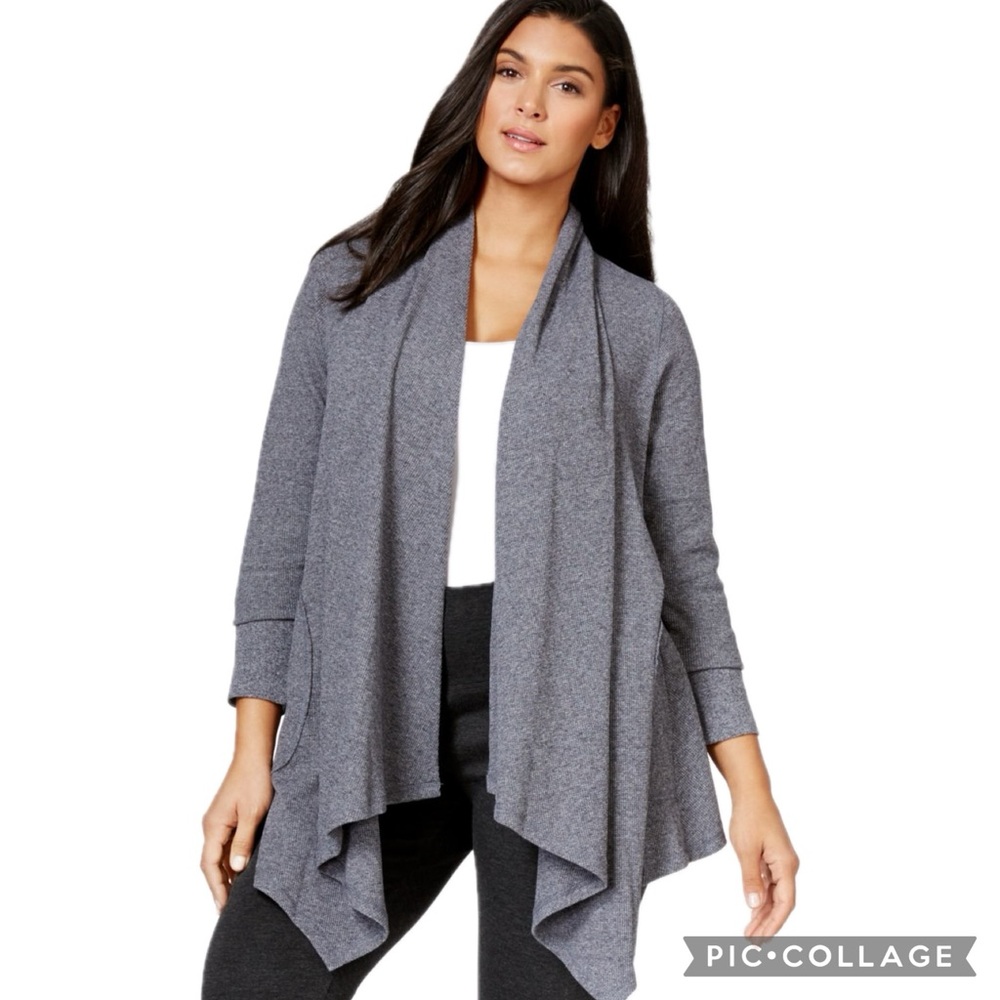 Calvin Klein Performance Quick Dry Thermal Tech Honeycomb Knit Wrap Jacket Gray